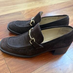 Vintage Gucci Suede Horsebit Chocolate Brown Loafers in Women's Size 36.5 / US S